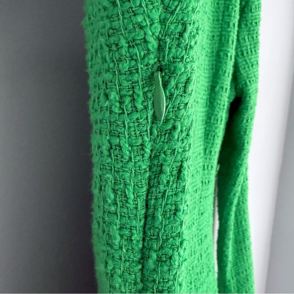 ZARA Kelly Green Textured Tweed Mini Dress Jewel Buttons NWT S Blogger Favorite - Picture 12 of 16